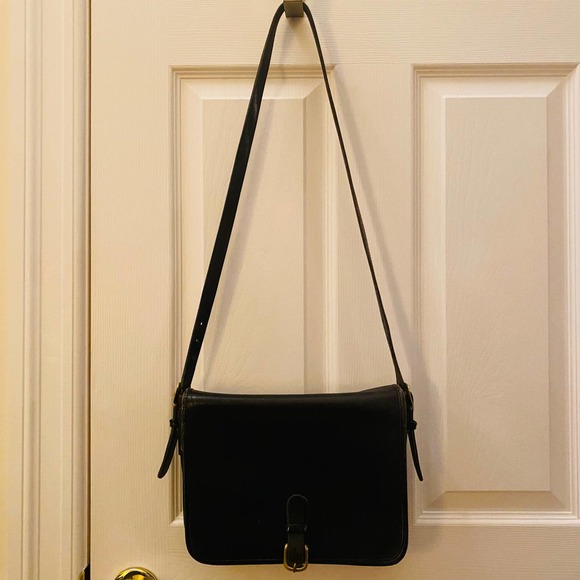 Coach Vintage NYC Black Saddle Pouch Large Shoulder Leather Bag 9585 - Picture 2 of 10